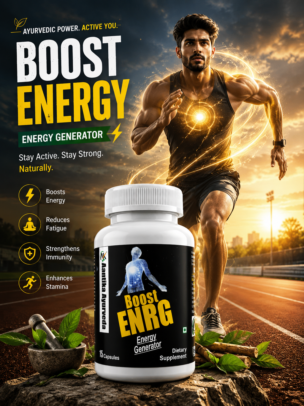 ✅ 2️⃣ Antikaa Ayurveda – BOOST ENRG (Energy, Strength & Stamina Booster)