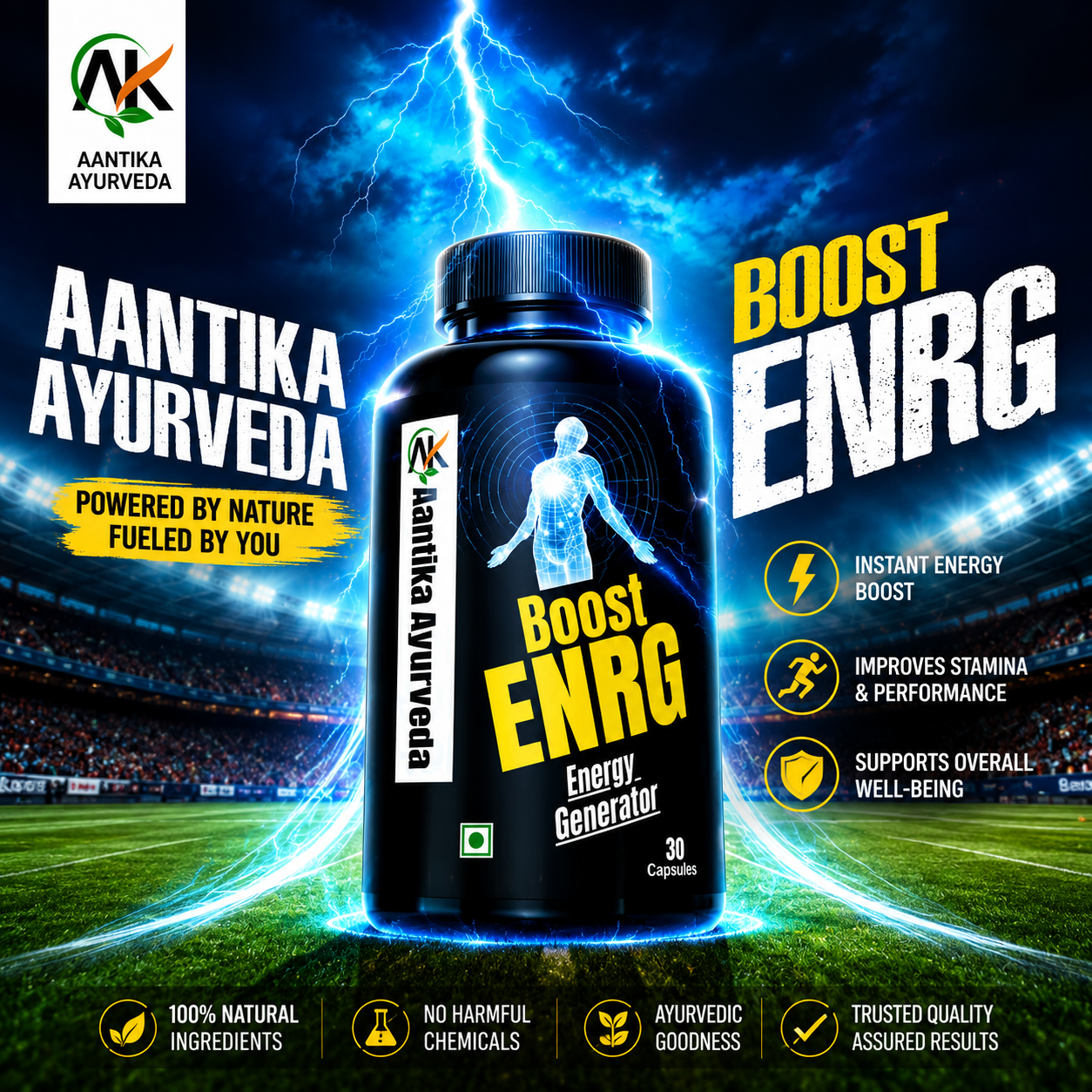 ✅ 2️⃣ Antikaa Ayurveda – BOOST ENRG (Energy, Strength & Stamina Booster)