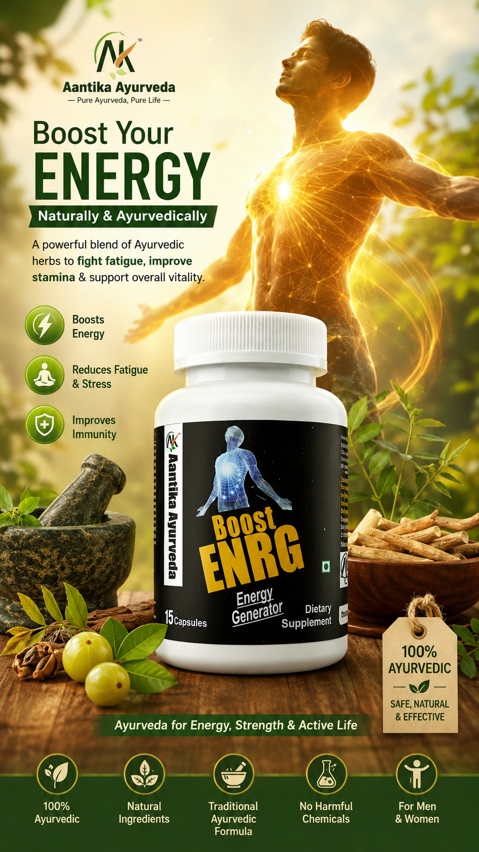 ✅ 2️⃣ Antikaa Ayurveda – BOOST ENRG (Energy, Strength & Stamina Booster)