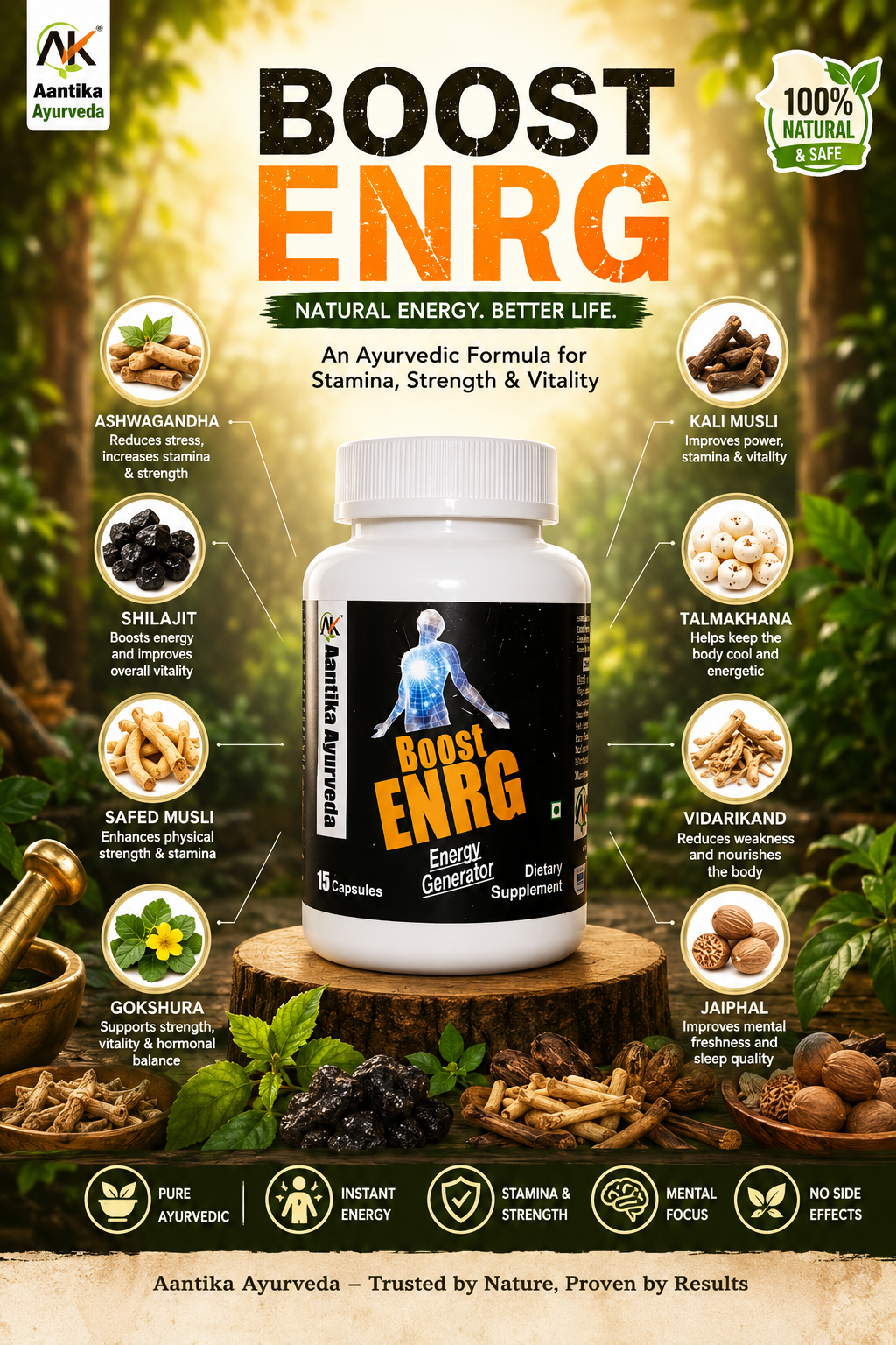 ✅ 2️⃣ Antikaa Ayurveda – BOOST ENRG (Energy, Strength & Stamina Booster)